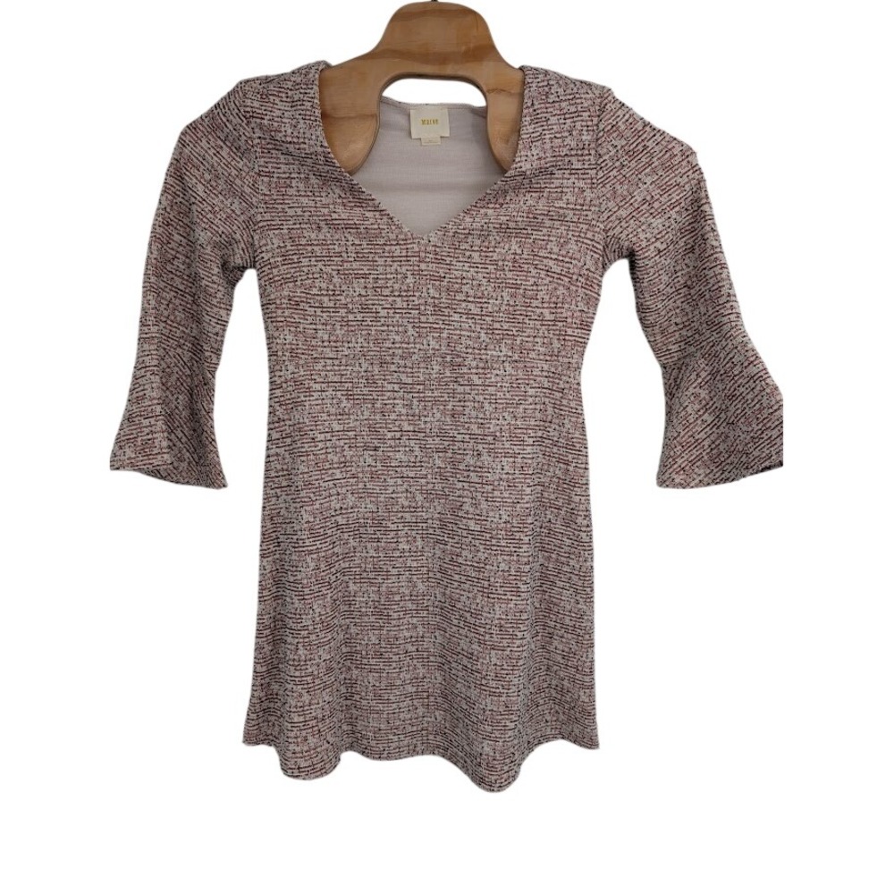 Maeve Anthropologie Susie Tweed Knit Swing Dress Bell Sleeve Women M